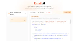 Prompt on the left, HTML ready to copy on the right