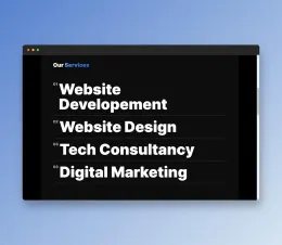 The four things on offer: build, design, consultancy, marketing