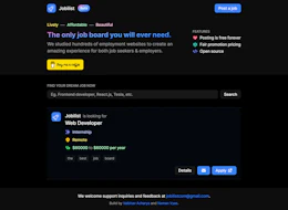 Job board home: search, then one posting card
